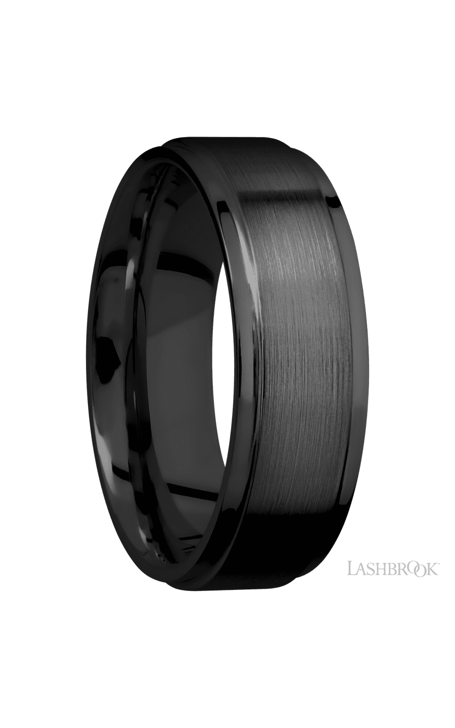 7 mm wide Flat Grooved Edges Zirconium band. - NAGI