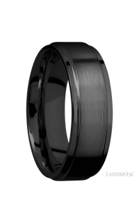 7 mm wide Flat Grooved Edges Zirconium band. - NAGI
