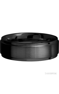 7 mm wide Flat Grooved Edges Zirconium band. - NAGI