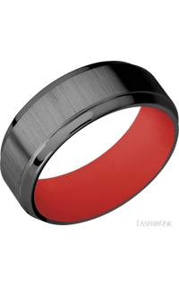 8 mm wide Stepped Bevel Zirconium band featuring a USMC Red sleeve. - NAGI