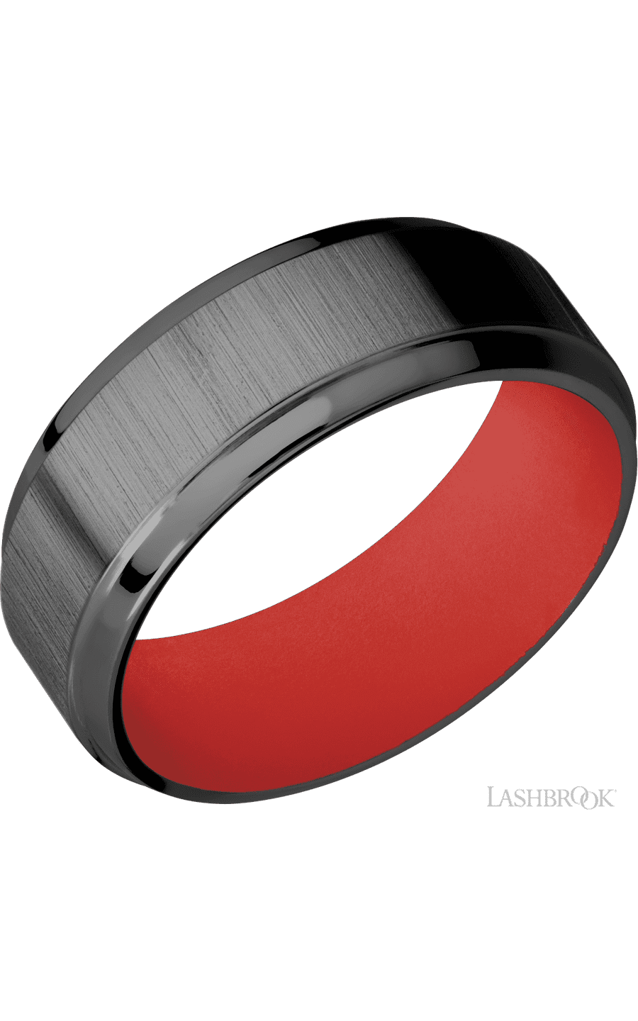 8 mm wide Stepped Bevel Zirconium band featuring a USMC Red sleeve. - NAGI