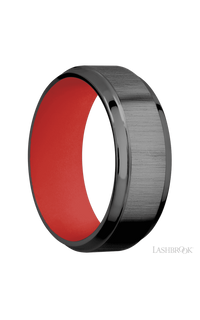 8 mm wide Stepped Bevel Zirconium band featuring a USMC Red sleeve. - NAGI