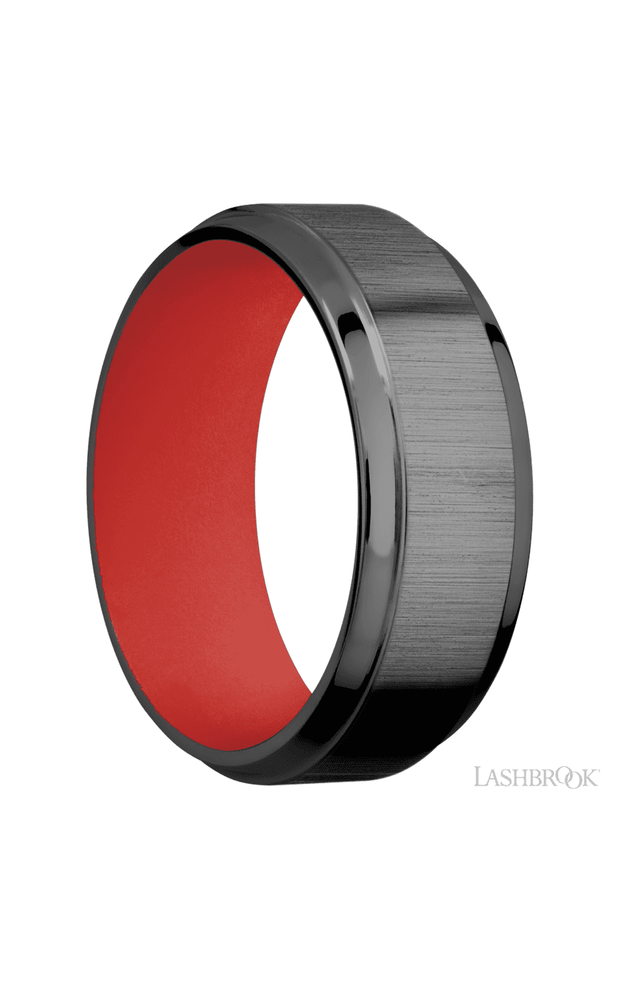 8 mm wide Stepped Bevel Zirconium band featuring a USMC Red sleeve. - NAGI