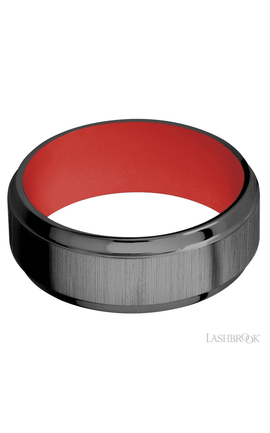 8 mm wide Stepped Bevel Zirconium band featuring a USMC Red sleeve. - NAGI