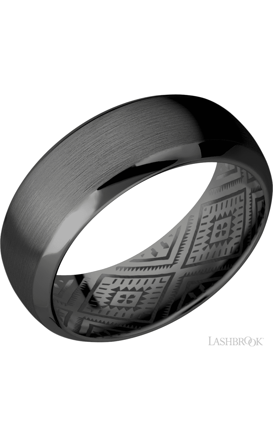8 mm wide Domed Bevel Zirconium band. - NAGI