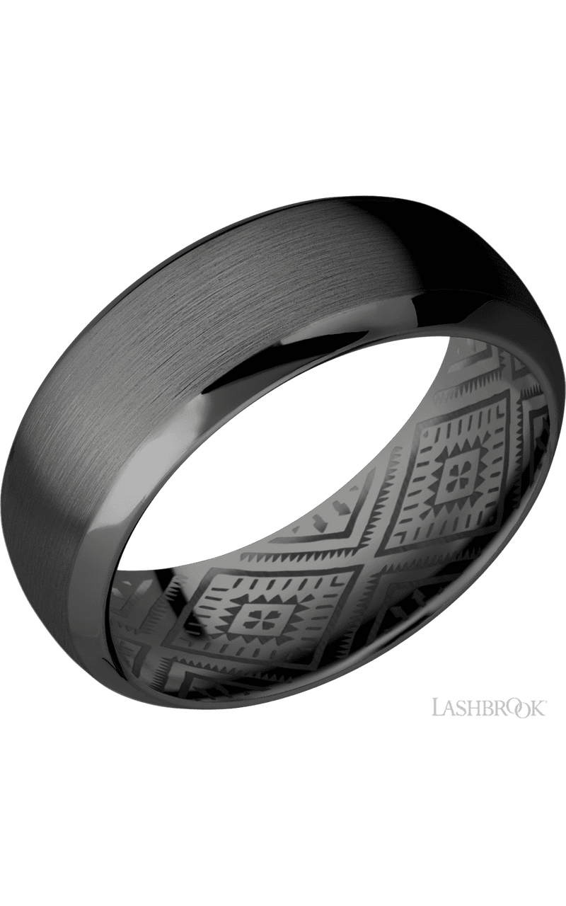 8 mm wide Domed Bevel Zirconium band. - NAGI