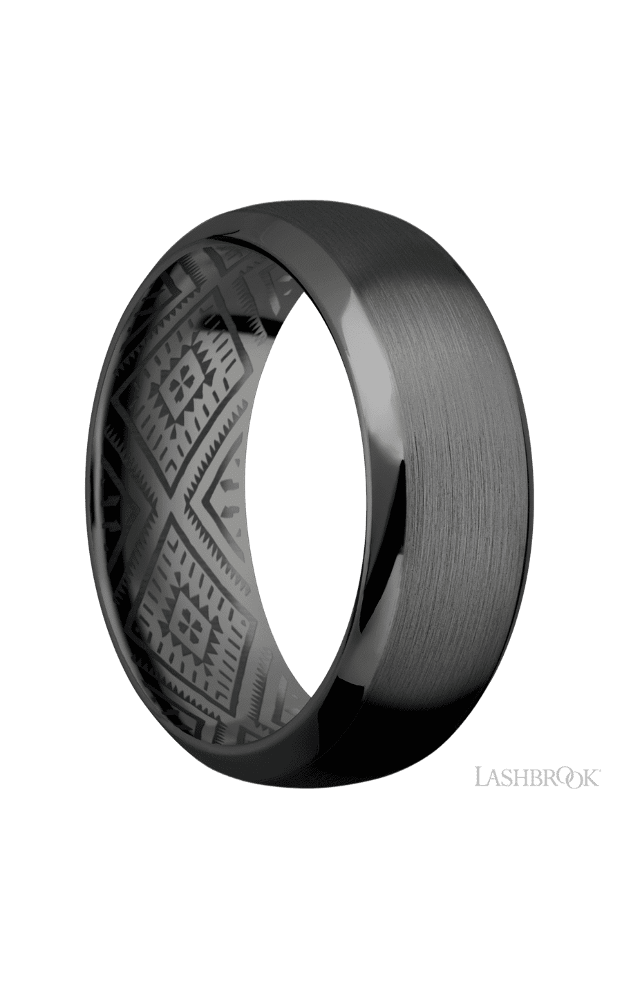 8 mm wide Domed Bevel Zirconium band. - NAGI