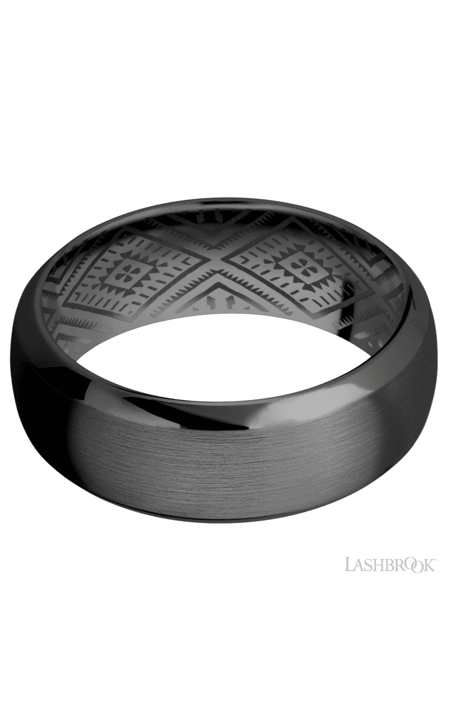 8 mm wide Domed Bevel Zirconium band. - NAGI