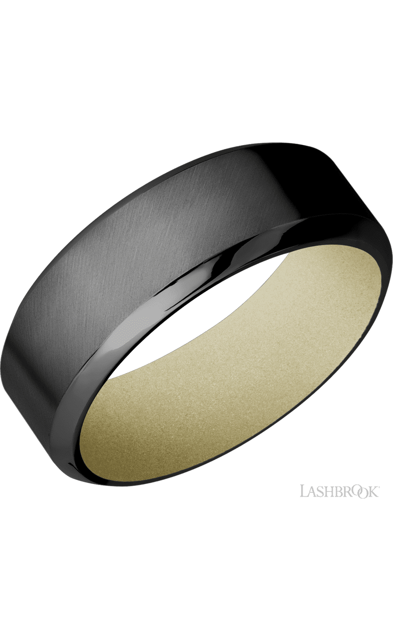 8 mm wide High Bevel Zirconium band featuring a Bright Nickel sleeve. - NAGI