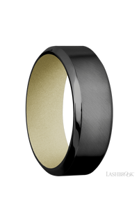 8 mm wide High Bevel Zirconium band featuring a Bright Nickel sleeve. - NAGI