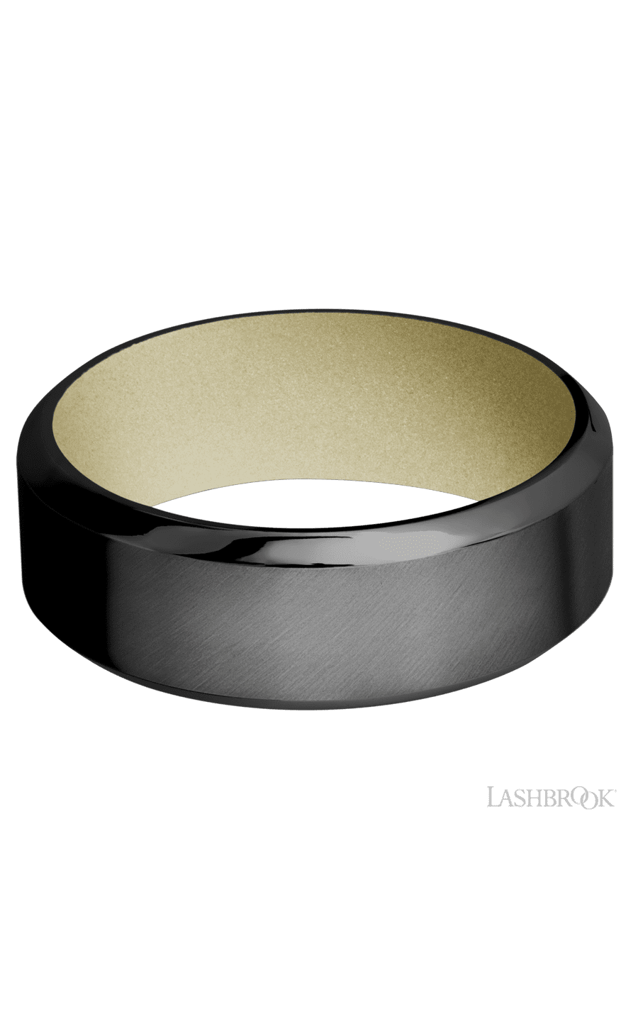 8 mm wide High Bevel Zirconium band featuring a Bright Nickel sleeve. - NAGI
