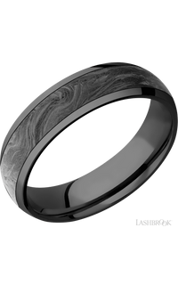 6 mm wide/Domed/Zirconium band with one 4 mm Centered inlay of Forged Carbon Fiber. - NAGI