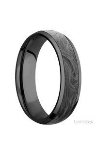 6 mm wide/Domed/Zirconium band with one 4 mm Centered inlay of Forged Carbon Fiber. - NAGI