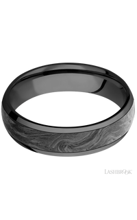 6 mm wide/Domed/Zirconium band with one 4 mm Centered inlay of Forged Carbon Fiber. - NAGI