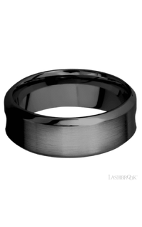8 mm wide/High Bevel/Zirconium band featuring inlays of Forged Carbon Fiber and Red Apple. - NAGI
