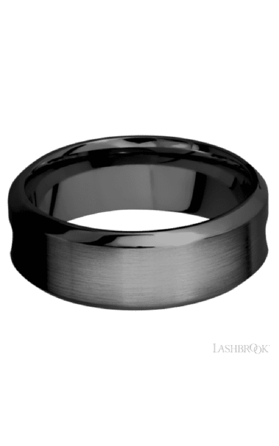 8 mm wide/High Bevel/Zirconium band featuring inlays of Forged Carbon Fiber and Red Apple. - NAGI