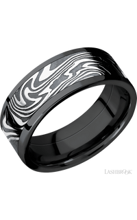 8 mm wide/Flat/Zirconium band with one 6 mm Centered inlay of Kinetic. - NAGI