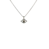 18K White Gold Evil Eye Sapphire Black Diamond and White Diamond Pendant