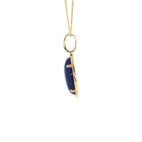 18K Yellow Gold Oval Blue Lapis Diamond Pendant