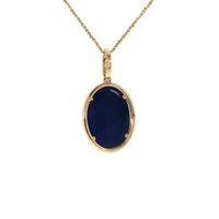 18K Yellow Gold Oval Blue Lapis Diamond Pendant