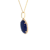 18K Yellow Gold Oval Blue Lapis Diamond Pendant