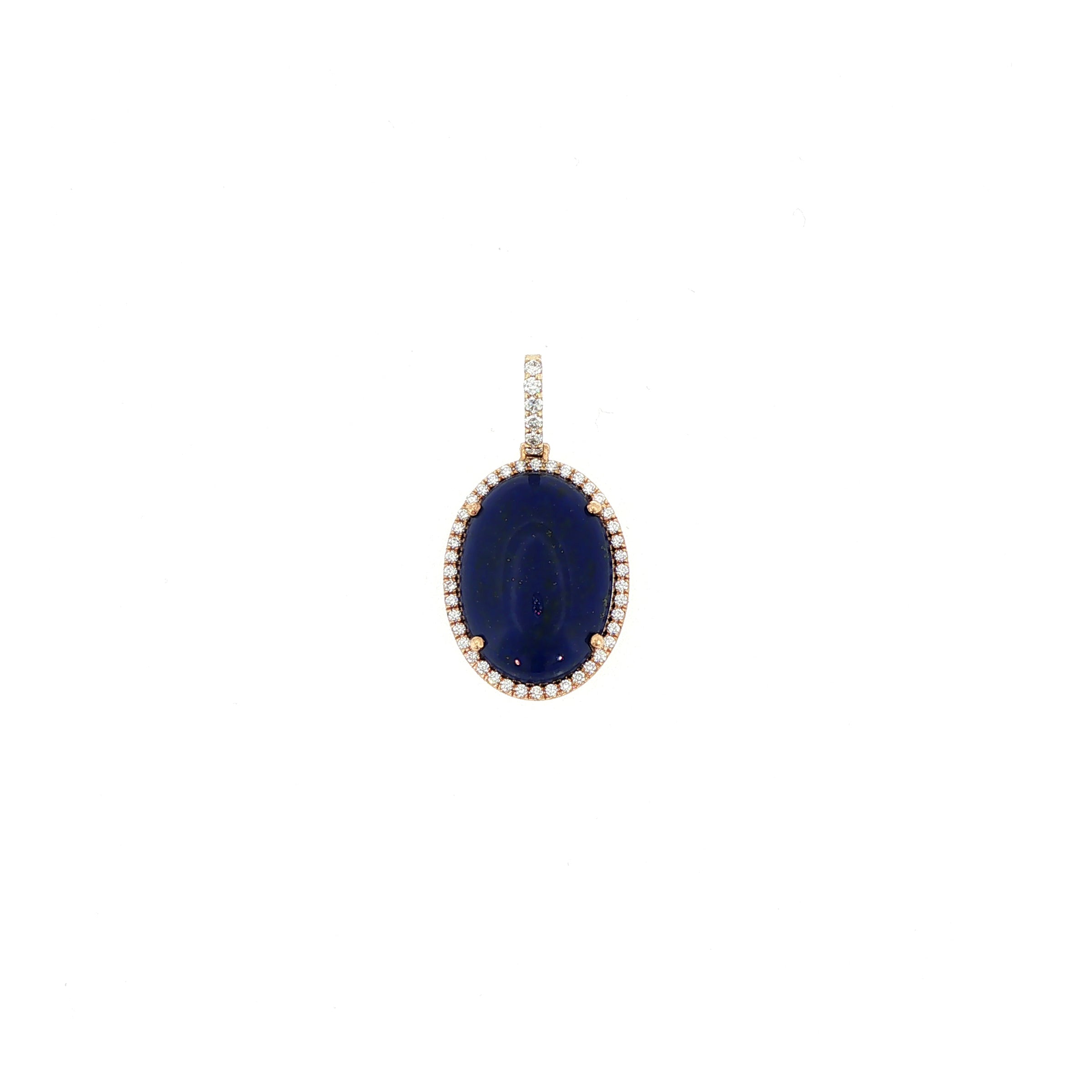 18K Yellow Gold Oval Blue Lapis Diamond Pendant