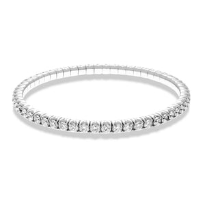 Hulchi Belluni 18K White Gold Tresore Stretch Tennis Bangle Bracelet, 6.00 Carats