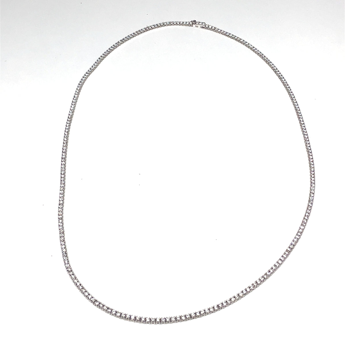 14K White Gold Classic Diamond Tennis Necklace 23" Long