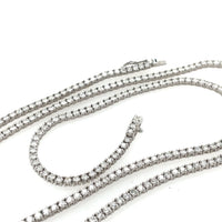 14K White Gold Classic Diamond Tennis Necklace 23" Long
