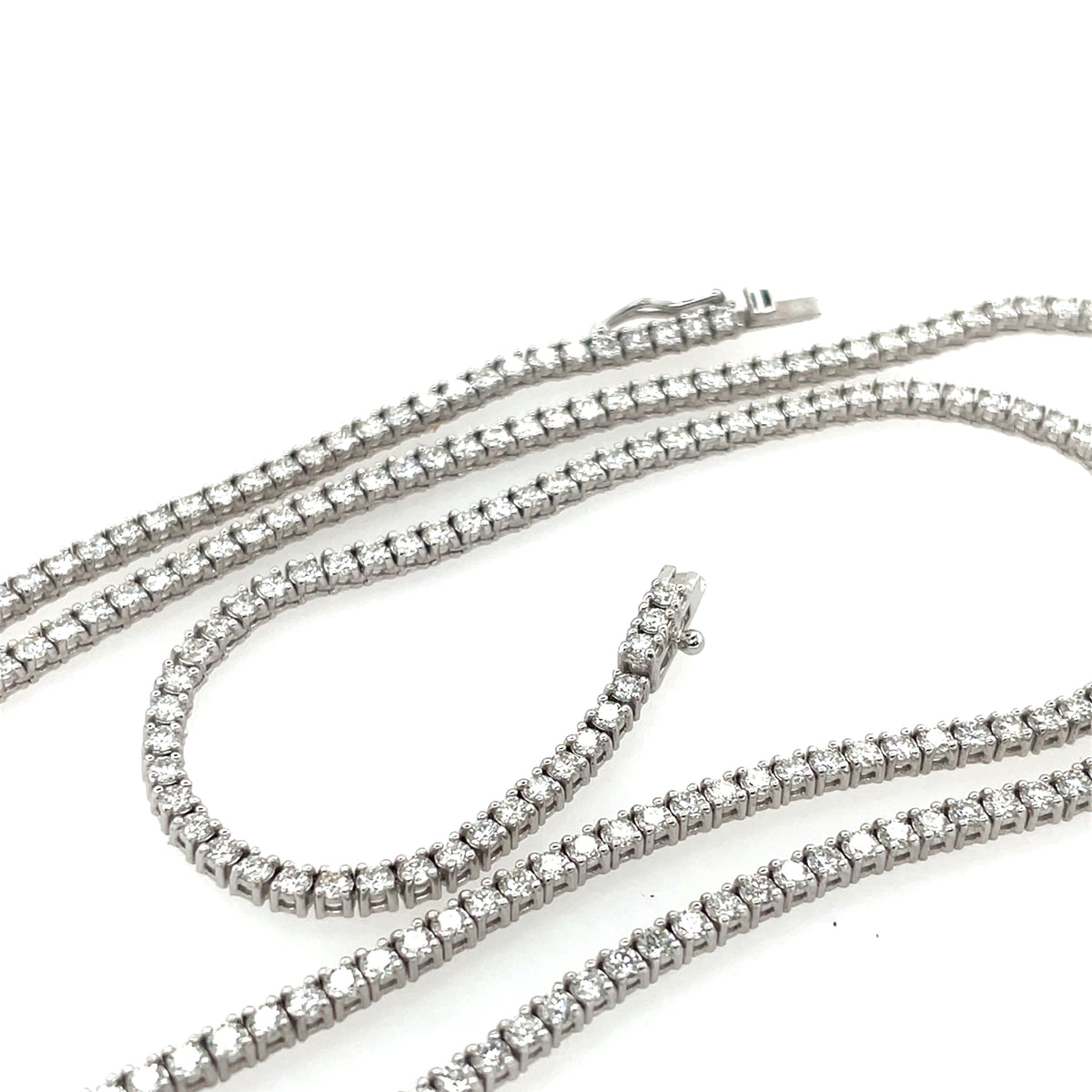 14K White Gold Classic Diamond Tennis Necklace 23" Long