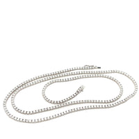 14K White Gold Classic Diamond Tennis Necklace 23" Long