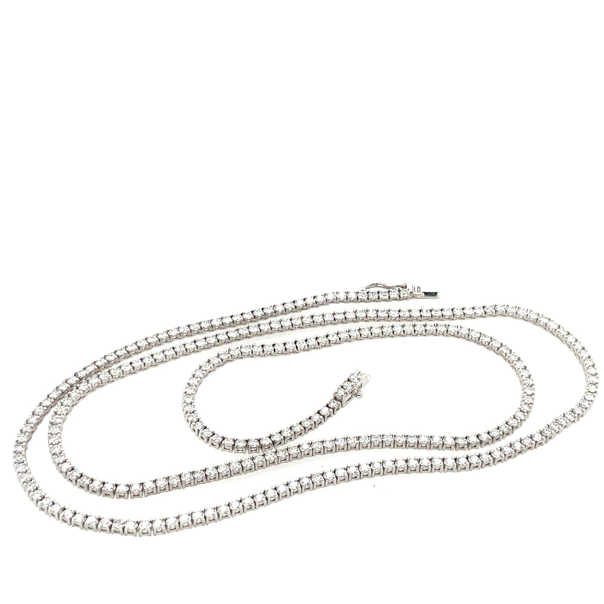 14K White Gold Classic Diamond Tennis Necklace 23" Long