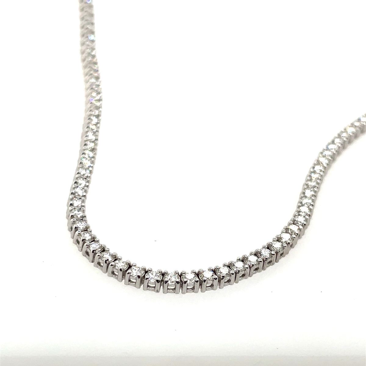 14K White Gold Classic Diamond Tennis Necklace 23" Long