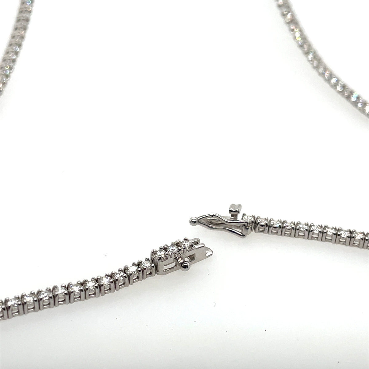 14K White Gold Classic Diamond Tennis Necklace 23" Long