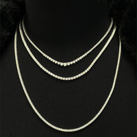 14K White Gold Classic Diamond Tennis Necklace 23" Long