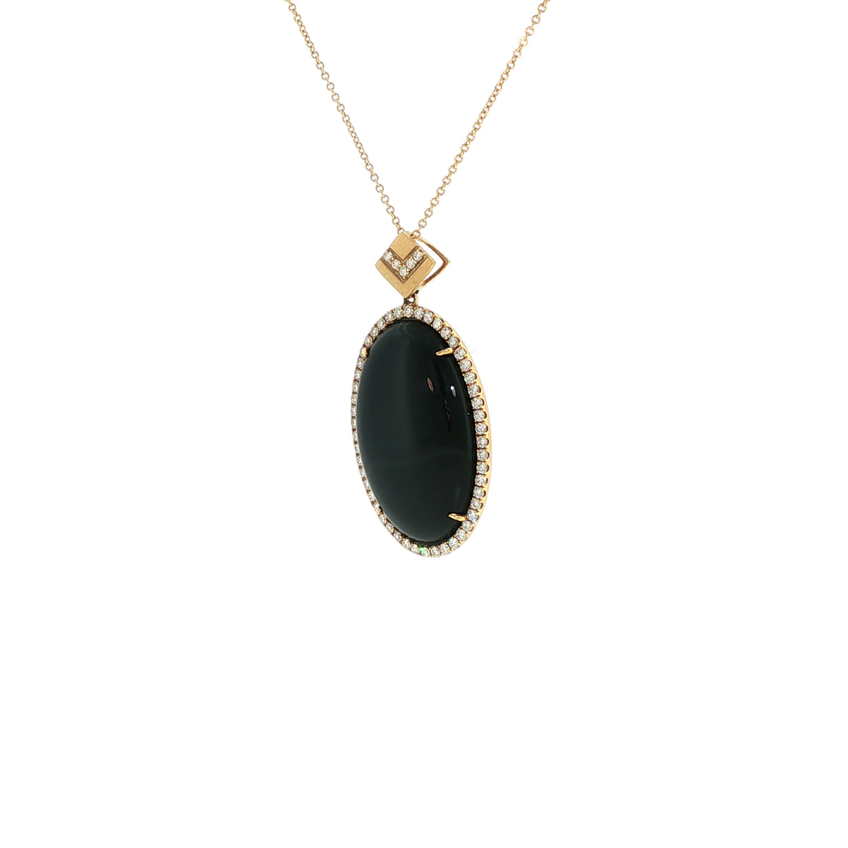 18k Yellow Gold Black Onyx Diamond Necklace