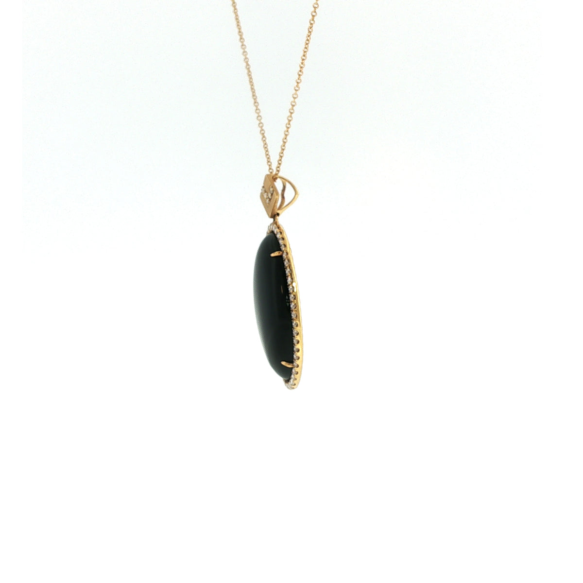 18k Yellow Gold Black Onyx Diamond Necklace