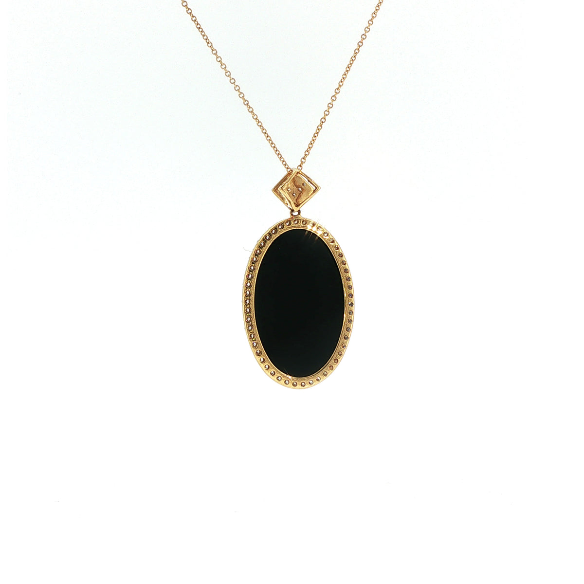 18k Yellow Gold Black Onyx Diamond Necklace