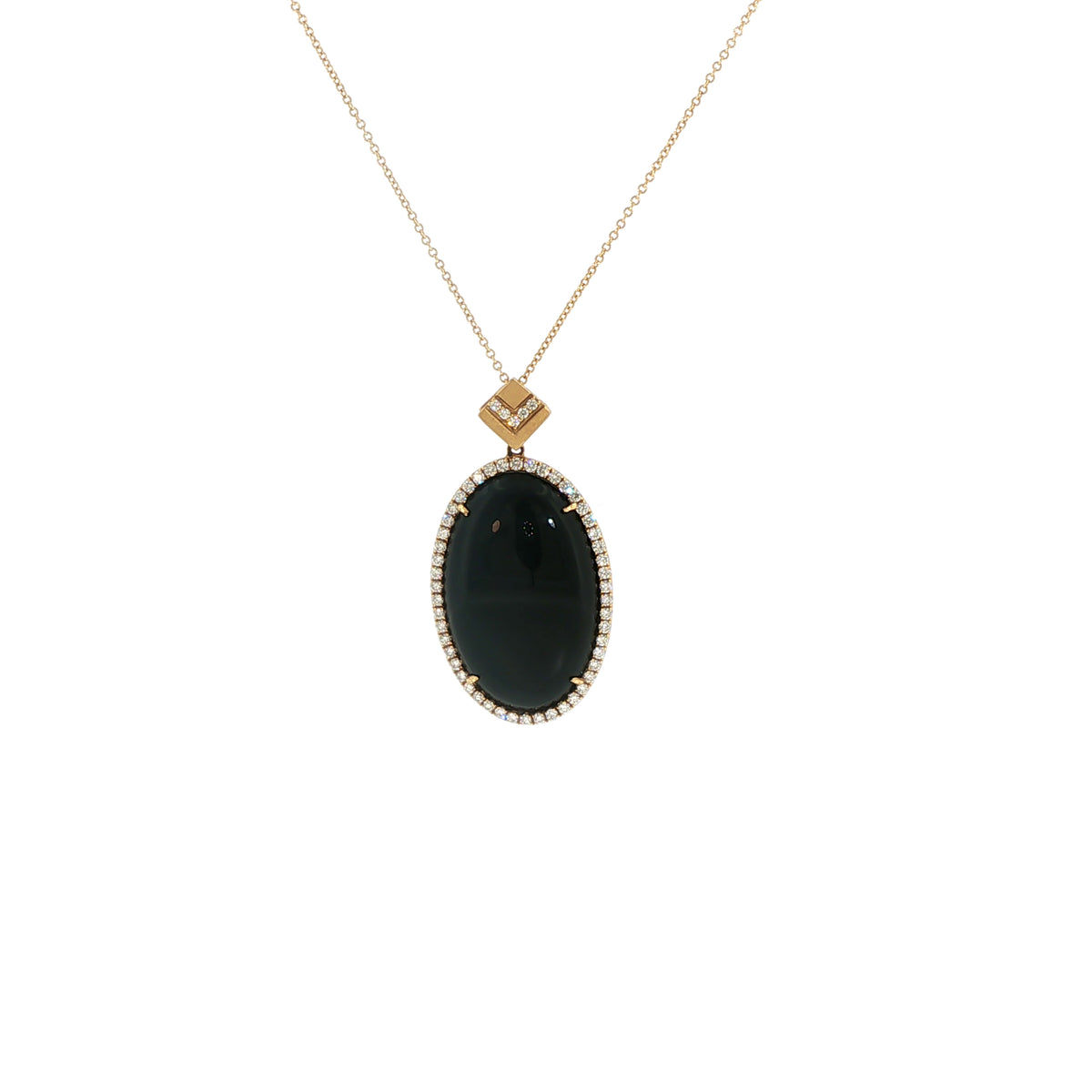 18k Yellow Gold Black Onyx Diamond Necklace