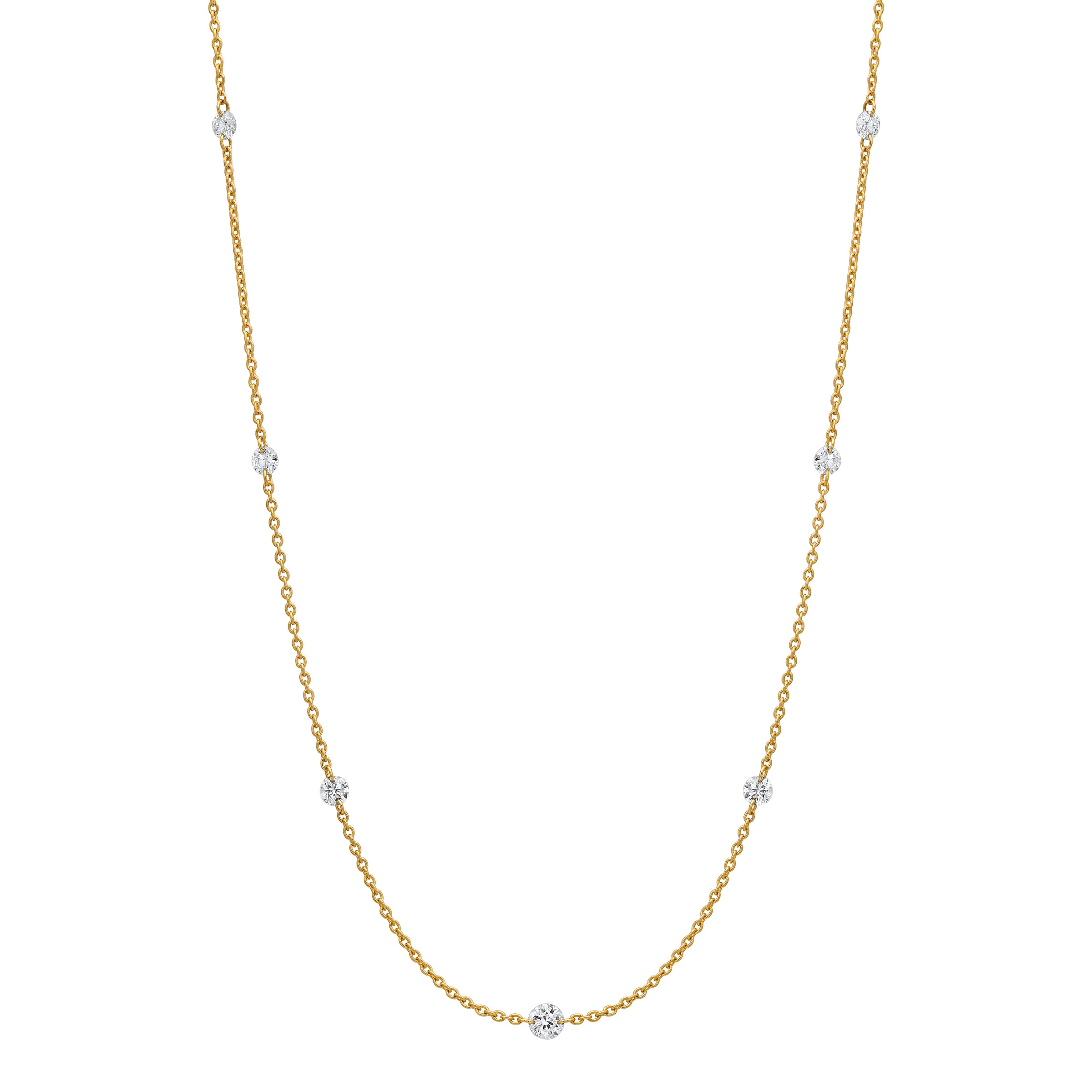 18K Yellow Gold Diamond by the Yard Floating Graduated Diamond Necklace