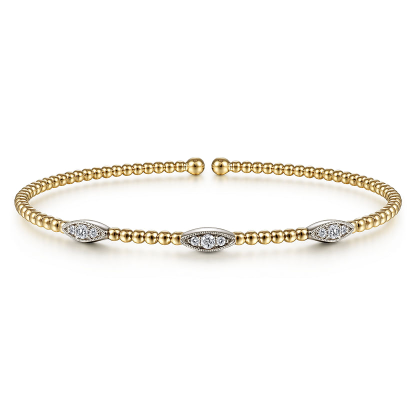Gabriel & Co. 14K Yellow and White Gold Diamond Bangle Bracelet - NAGI
