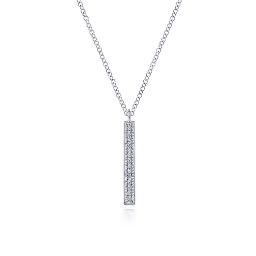 Gabriel & Co. 14K White Gold Diamond Bar Pendant Necklace