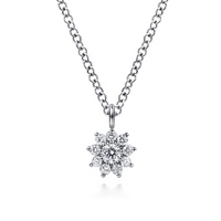 Gabriel & Co. 14K White Gold Diamond Flower Pendant Necklace