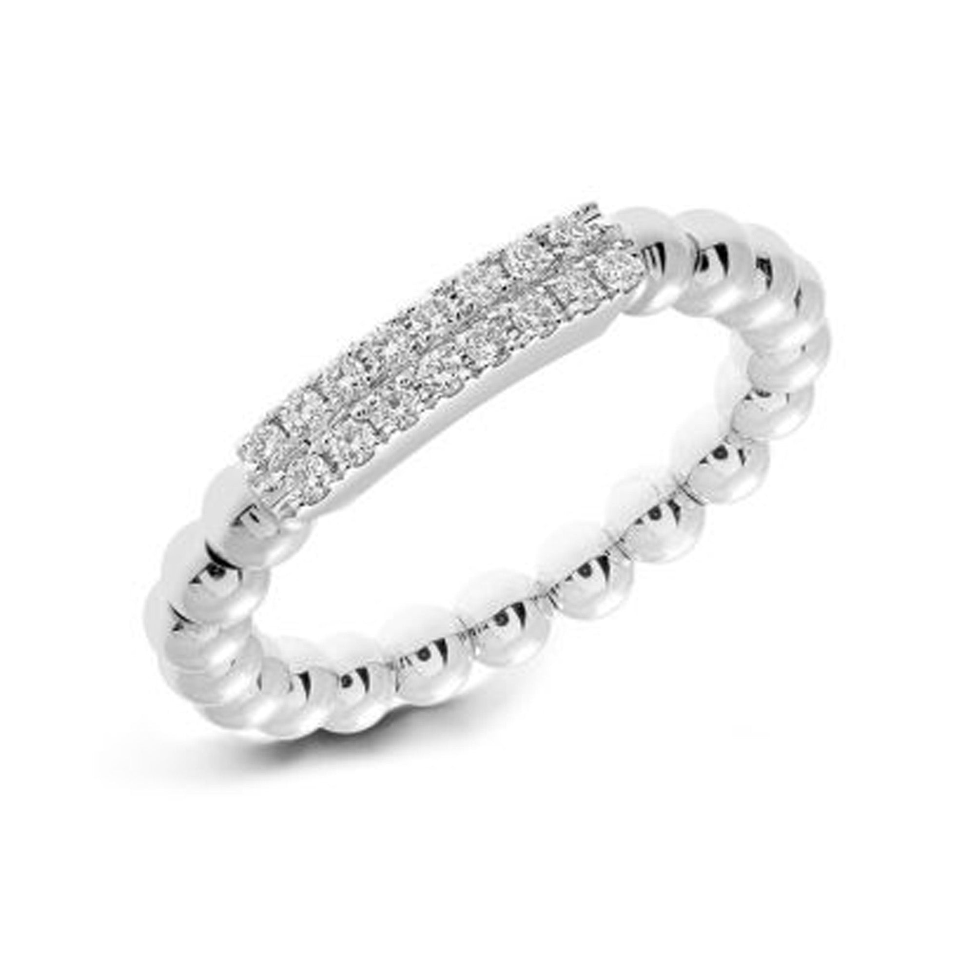 Hulchi Belluni 18K Whire Gold Double Row Diamond Stretch Ring