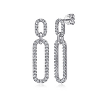 Gabriel & Co. 14K White Gold Diamond Link Chain Drop Earrings - NAGI