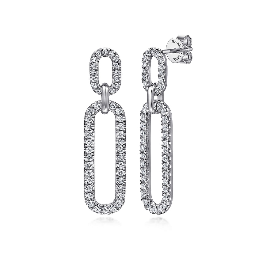Gabriel & Co. 14K White Gold Diamond Link Chain Drop Earrings - NAGI