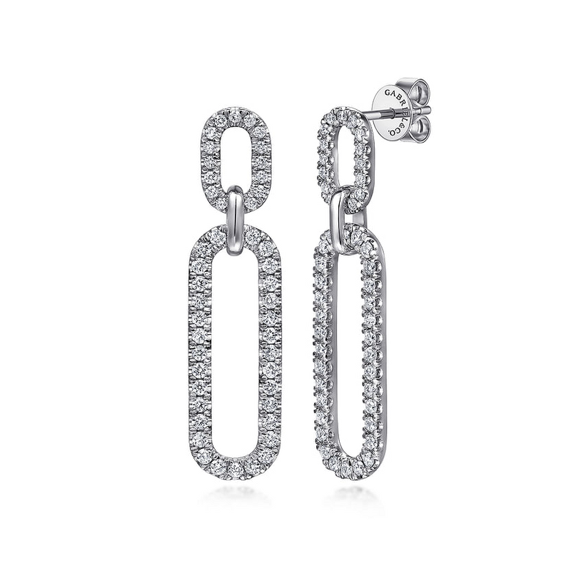Gabriel & Co. 14K White Gold Diamond Link Chain Drop Earrings - NAGI