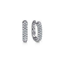 Gabriel & Co. 14K White Gold Pave Diamond Classic Oval Hoop Earrings