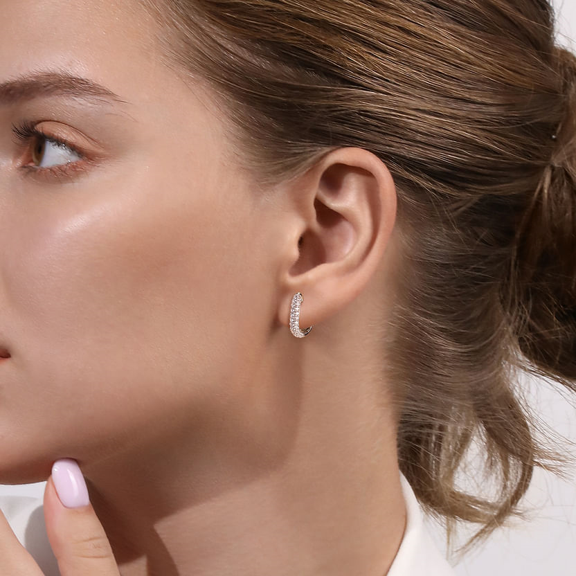 Gabriel & Co. 14K White Gold Pave Diamond Classic Oval Hoop Earrings - NAGI