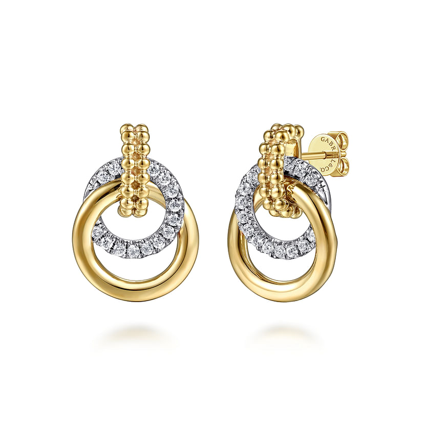 Gabriel & Co. 14K White Gold & Yellow Gold Bujukan Diamond Stud Earrings